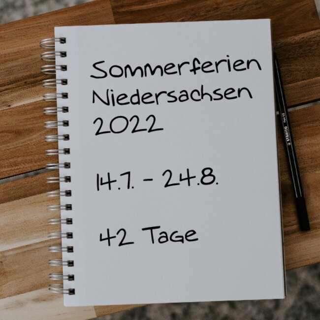 Sommerferien Niedersachsen 2022: 14.07. - 24.08.