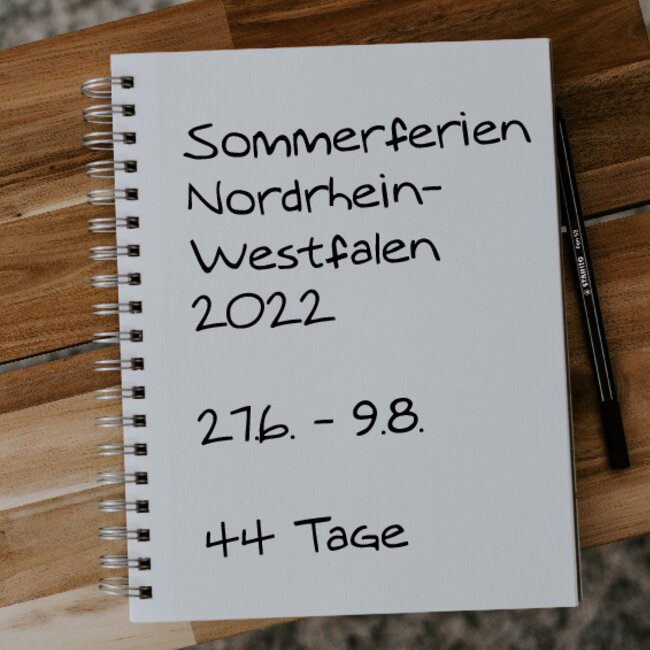 Sommerferien NRW 2022: 27.06. - 09.08.