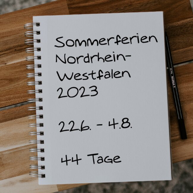 Sommerferien Nordrhein-Westfalen 2023: 22.06. - 04.08.