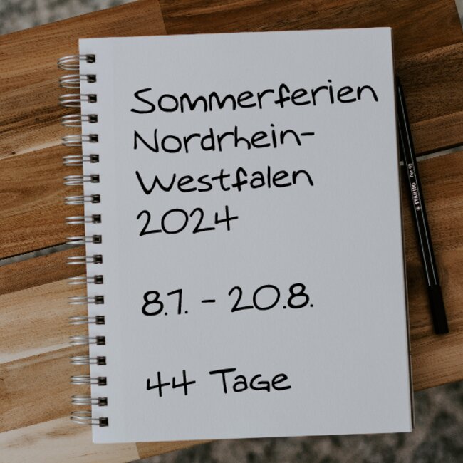 Sommerferien Nordrhein-Westfalen 2024: 08.07. - 20.08.
