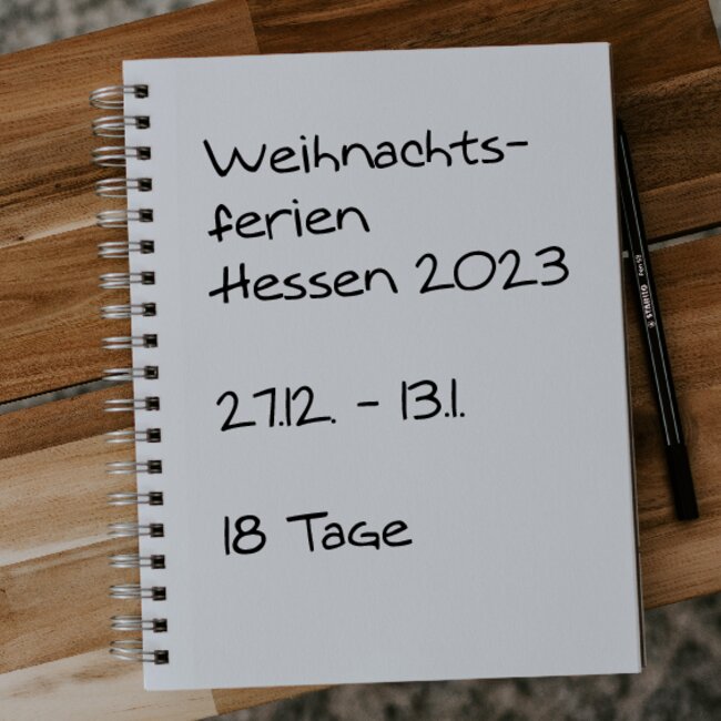 Weihnachtsferien Hessen 2023: 27.12. - 13.01.