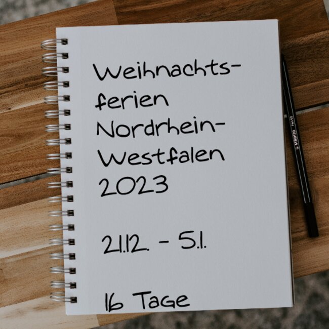 Weihnachtsferien NRW 2023: 21.12. - 05.01.